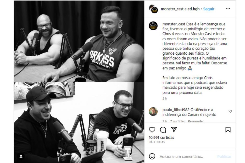 MonsterCast lamentando morte de Christian Figueiredo no Instagram