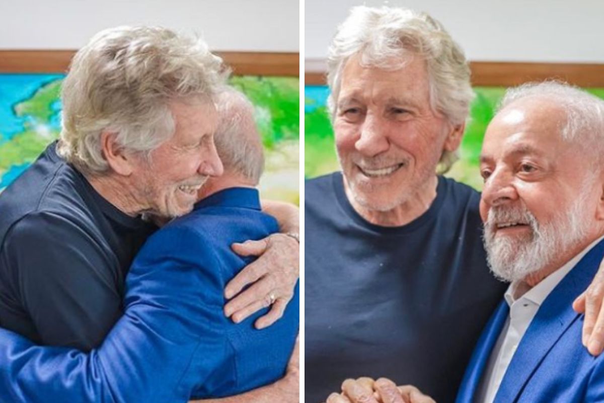 Roger Waters abraça Luiz Inácio Lula da Silva