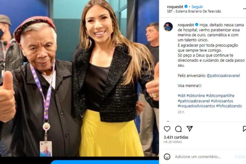 Roque parabenizando Patrícia Abravanel no Instagram