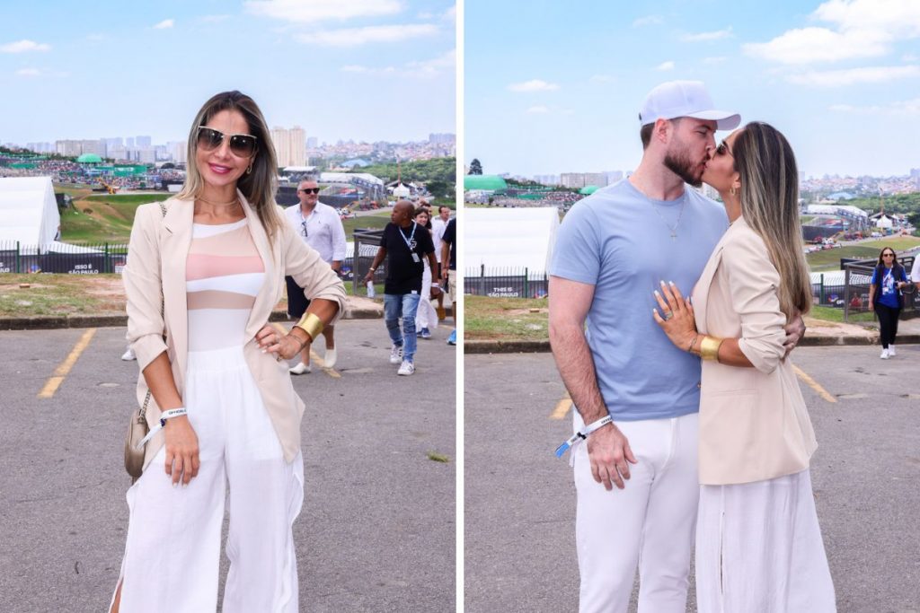 Maíra Cardi e Thiago Nigro aparecem aos beijos no Grande Prêmio da Fórmula 1 (BrazilNews)
