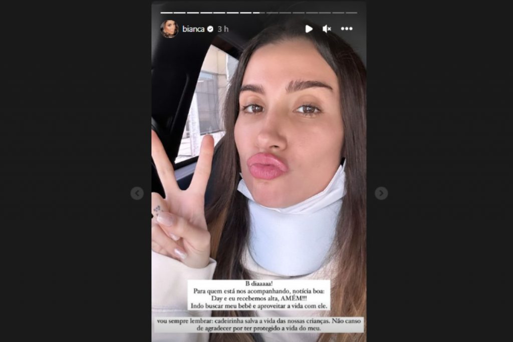 Stories de Bianca Andrade recebendo alta no Instagram