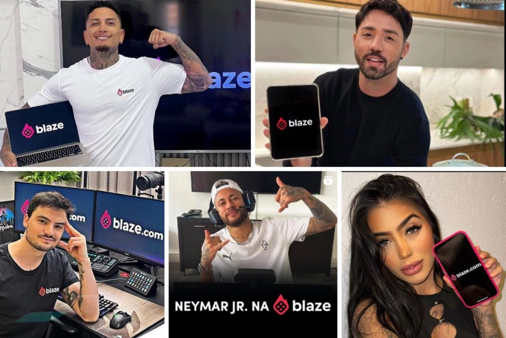 Dynho, Rico, Felipe Neto, Neymar Jr e Mirella fazem propaganda da Blaze (Reprodução/Instagram)