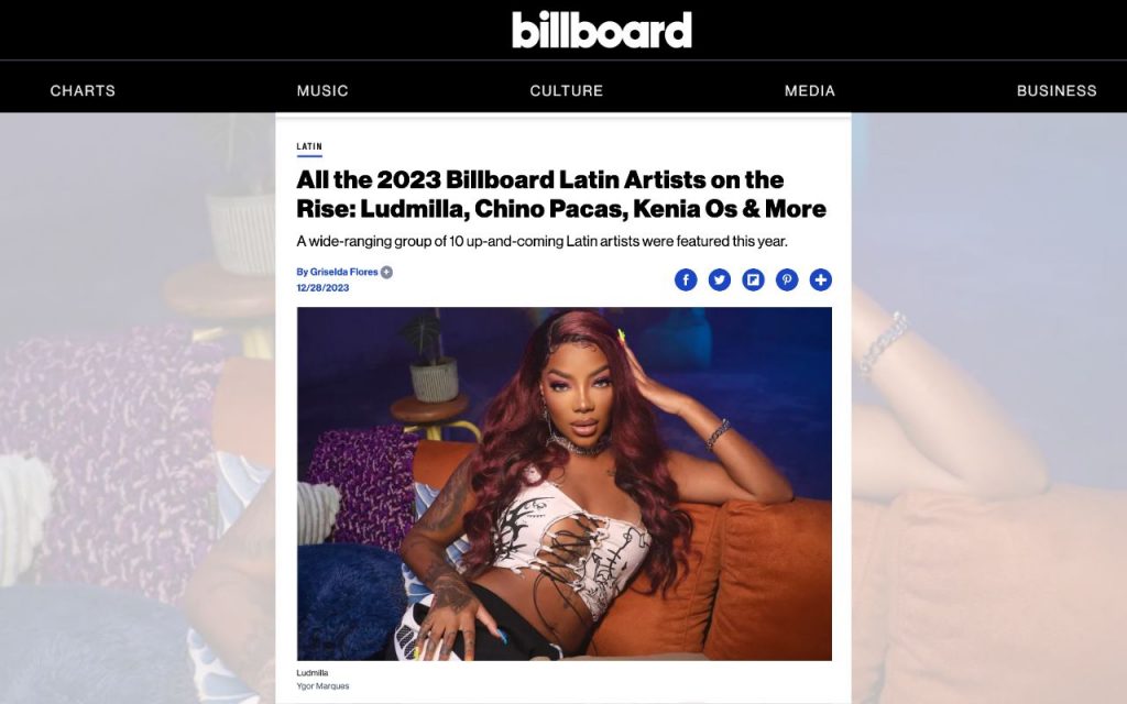 Ludmilla está na lista dos Artistas Latinos em Ascensão de 2023, da Billboard.