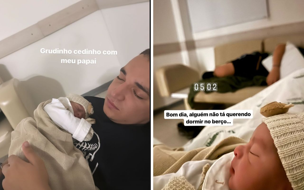 João Gomes Cochila com filho recém nascido no colo