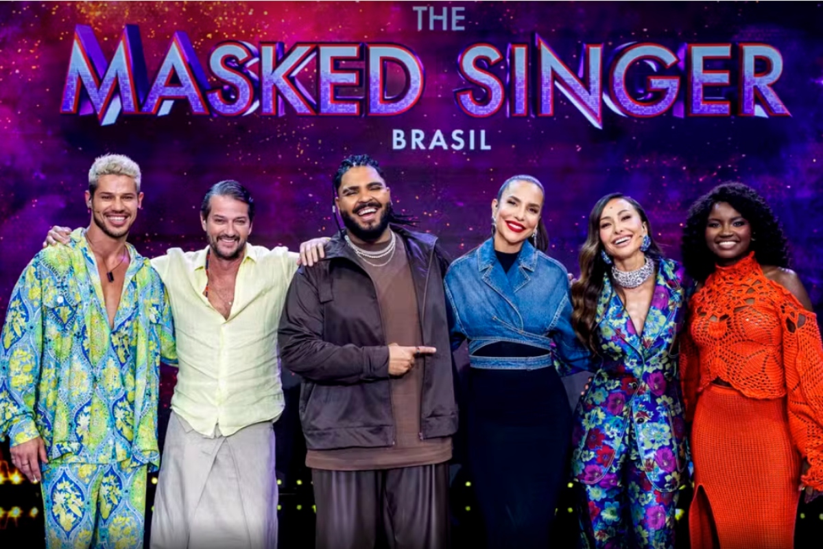 The Masked Singer Brasil- José Loreto, Marcelo Serrado, Paulo Viera. Ivete Sangalo, Sabrina Sato e Kenya Sade