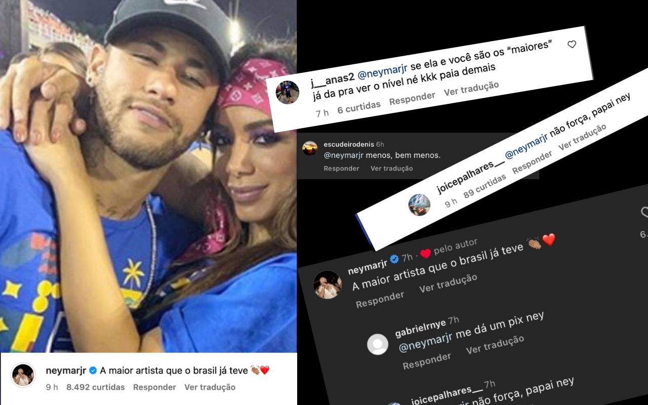Neymar elogia Anitta e web reage: ‘menos papai Ney’